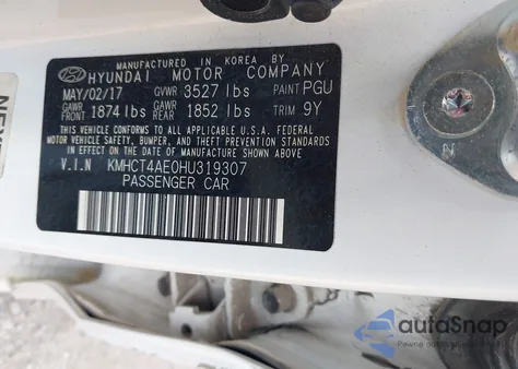 2017 Hyundai Accent Se z USA, uszkodzony, nr VIN KMHCT4AE0HU319307